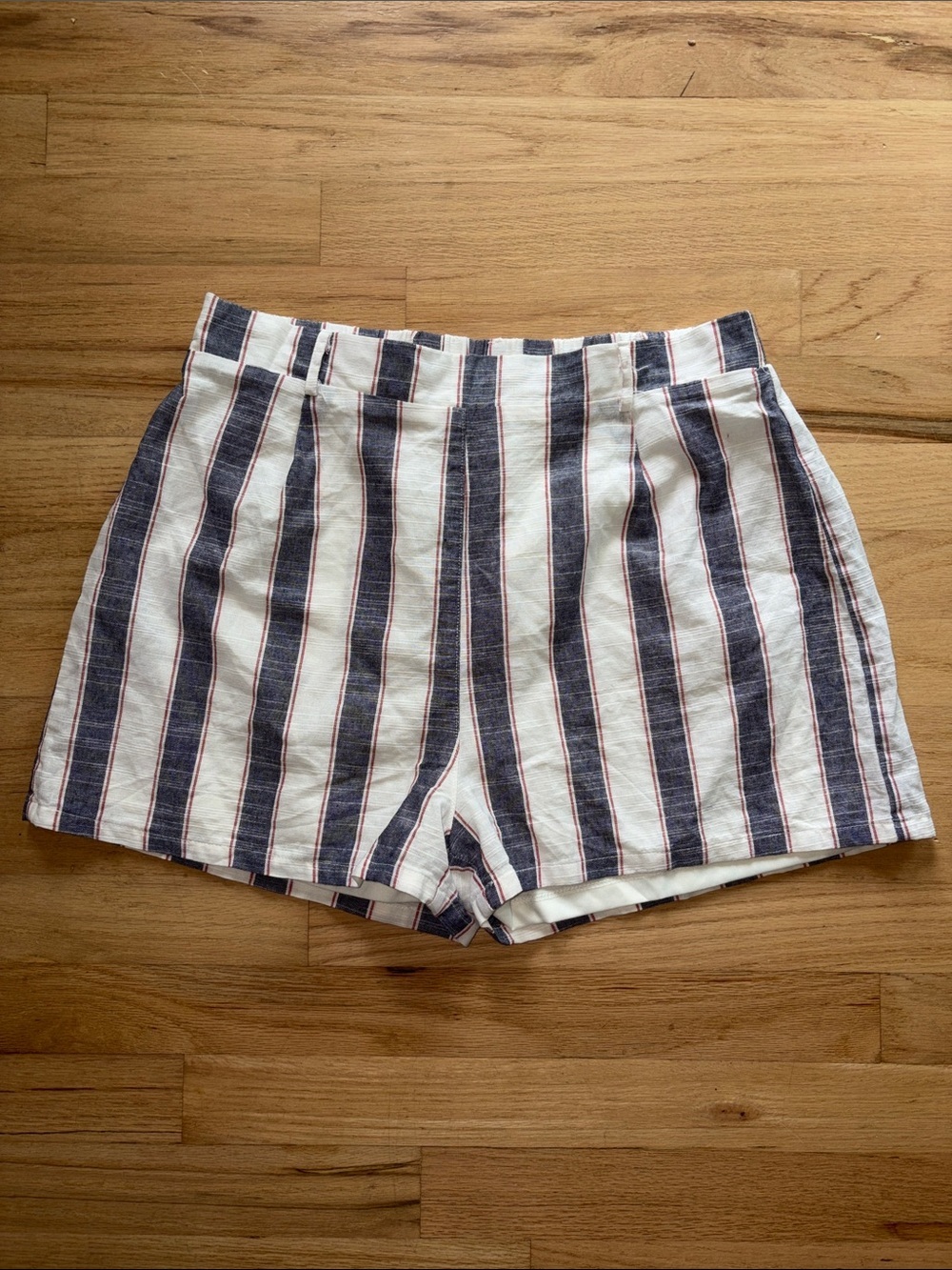 Altar'd State Navy, White & Red Striped High-Waist Shorts